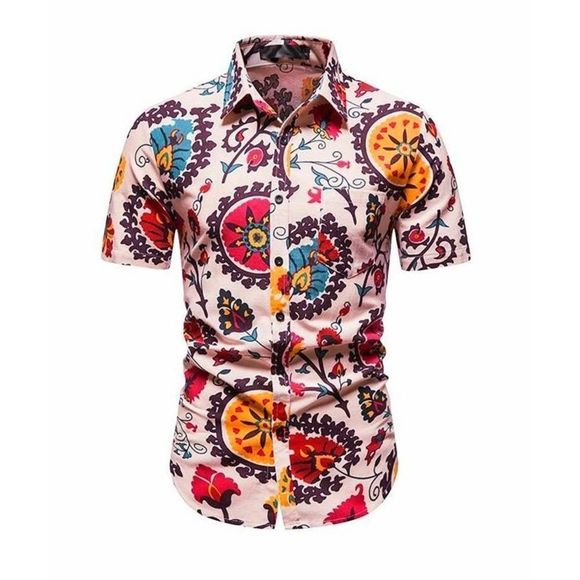 Men's Hawaiian Shirt Short Sleeve Button Up Classic Beach Tie Dye Floral Size XL - Picture 1 of 6